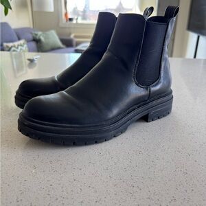 Black Leather Chelsea Boots
